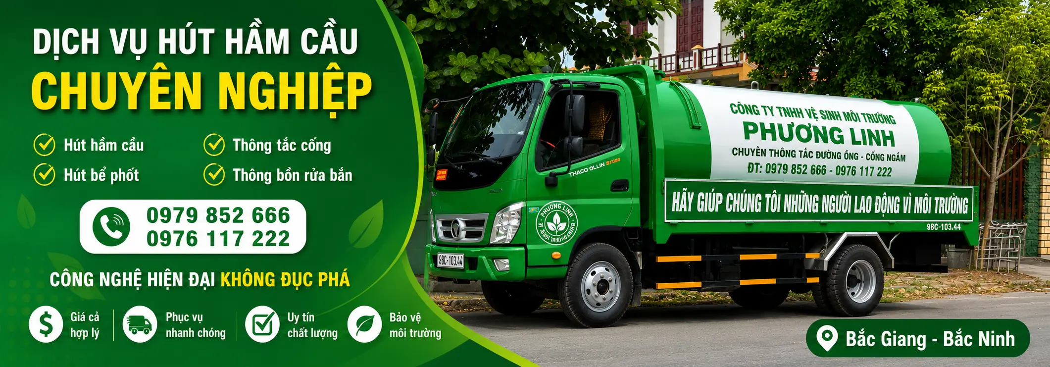 Dịch vụ hút hầm cầu chuyên nghiệp Phương Linh